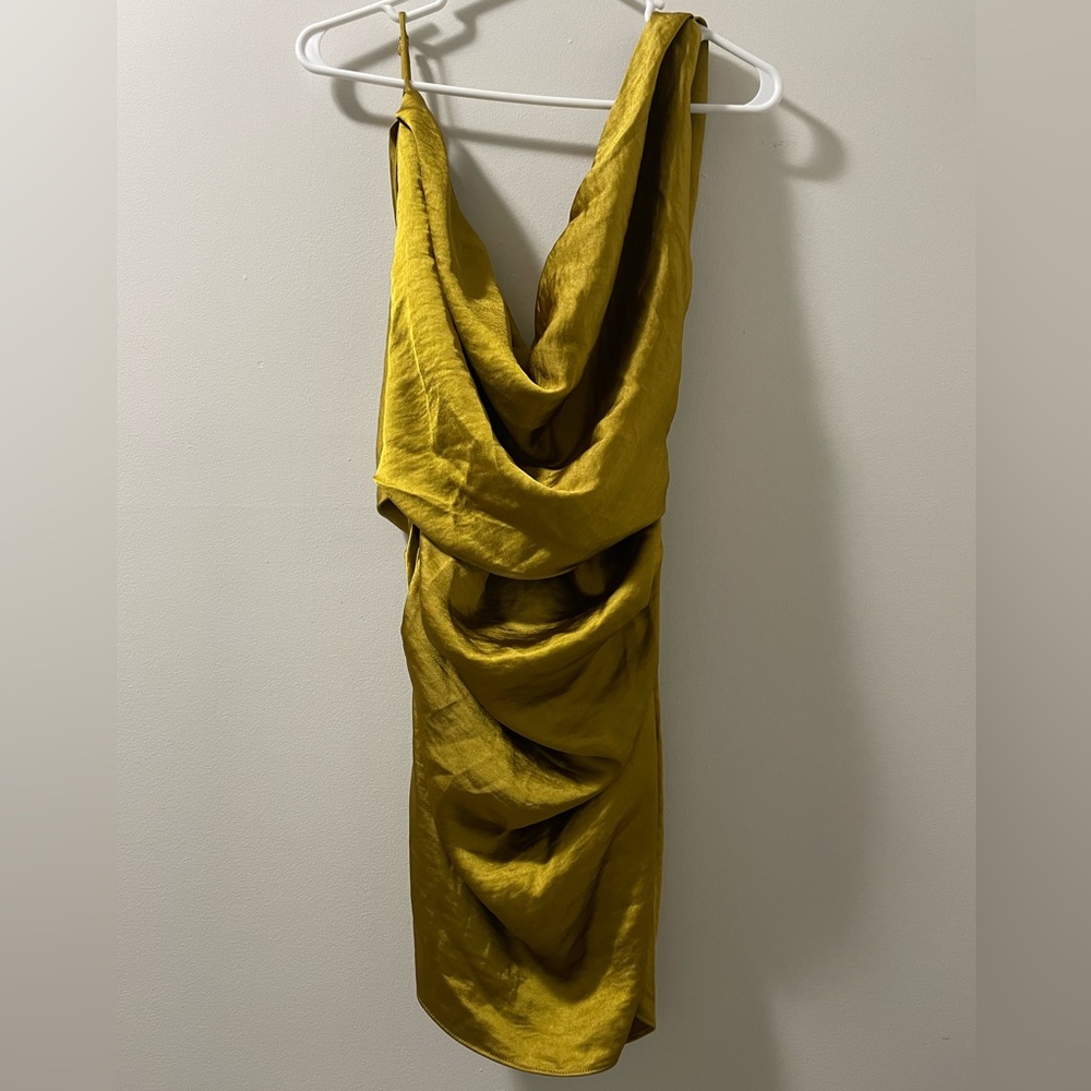 Satin Extreme Cowl BodyCon Dress